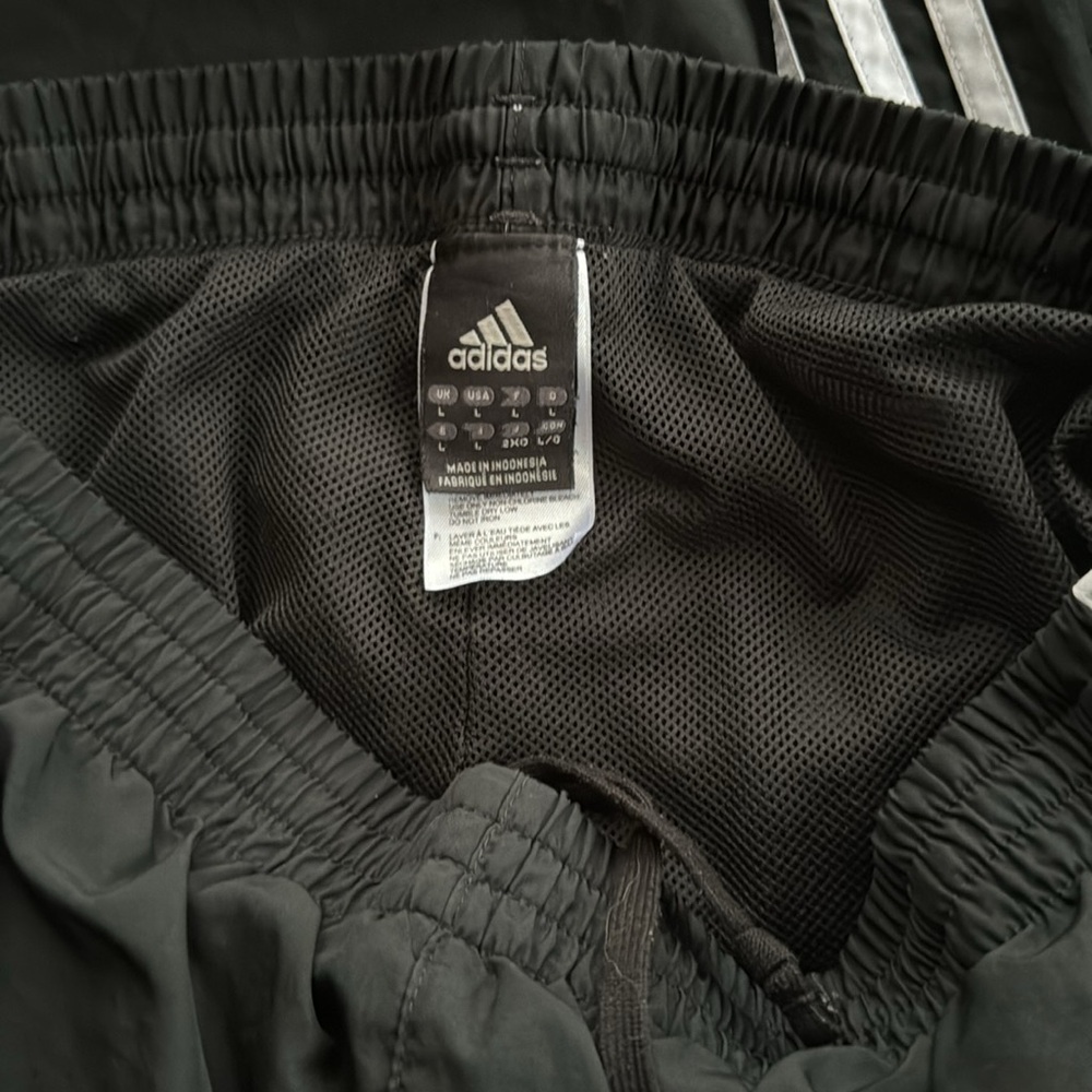 Men’s Adidas Black Track Pants with White Stripes, size Large - Picture 2 of 3